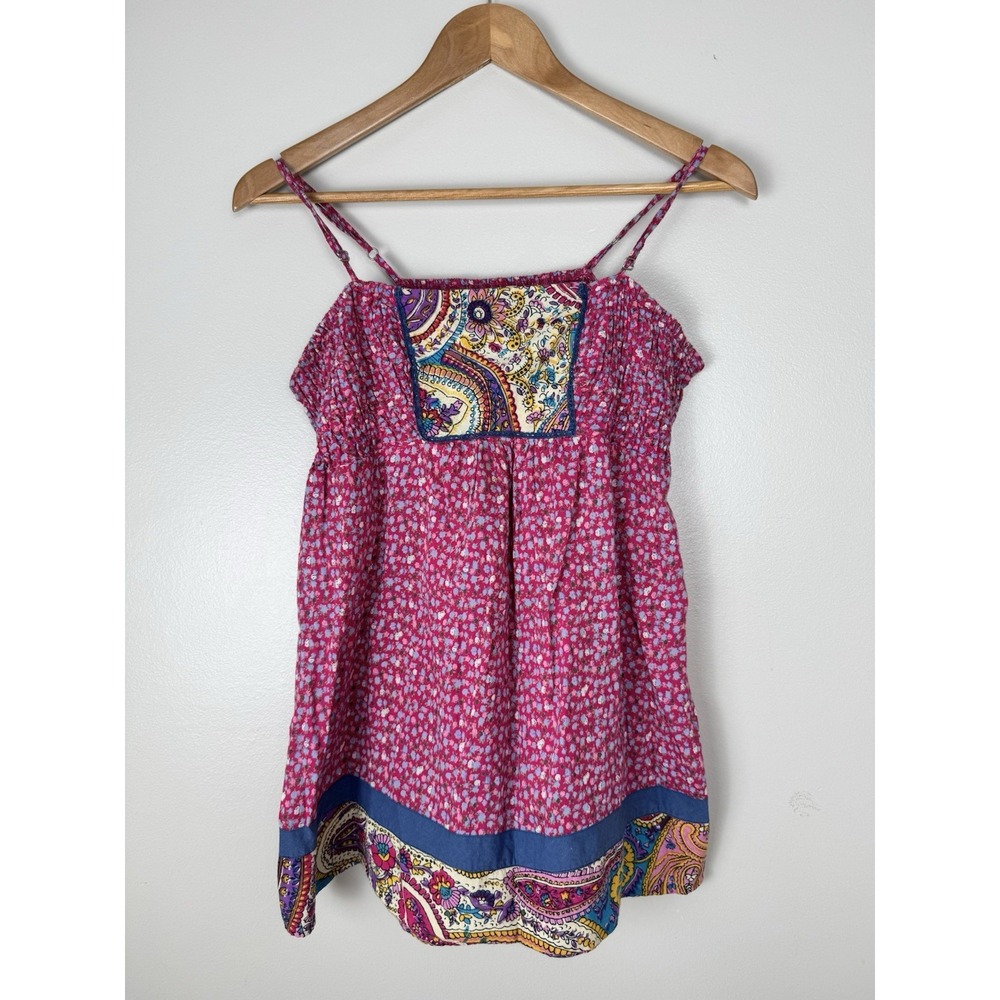 Fire Los Angeles Camisole Top Women Medium Pink Floral Smocked Flowy Boho Fairy